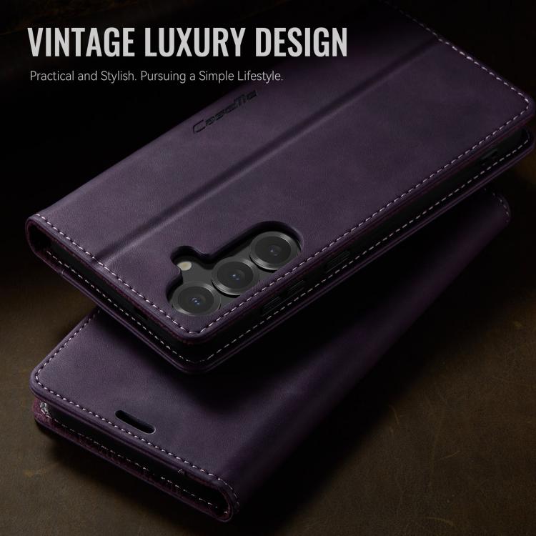 For Galaxy S25 FE 5G CaseMe 033 Calf Leather Lining Microfibre RFID Blocking Phone Case