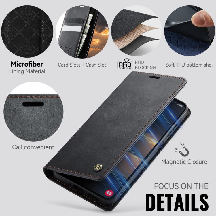 For Samsung Galaxy A17 CaseMe 033 Calf Leather Lining Microfibre RFID Blocking Phone Case