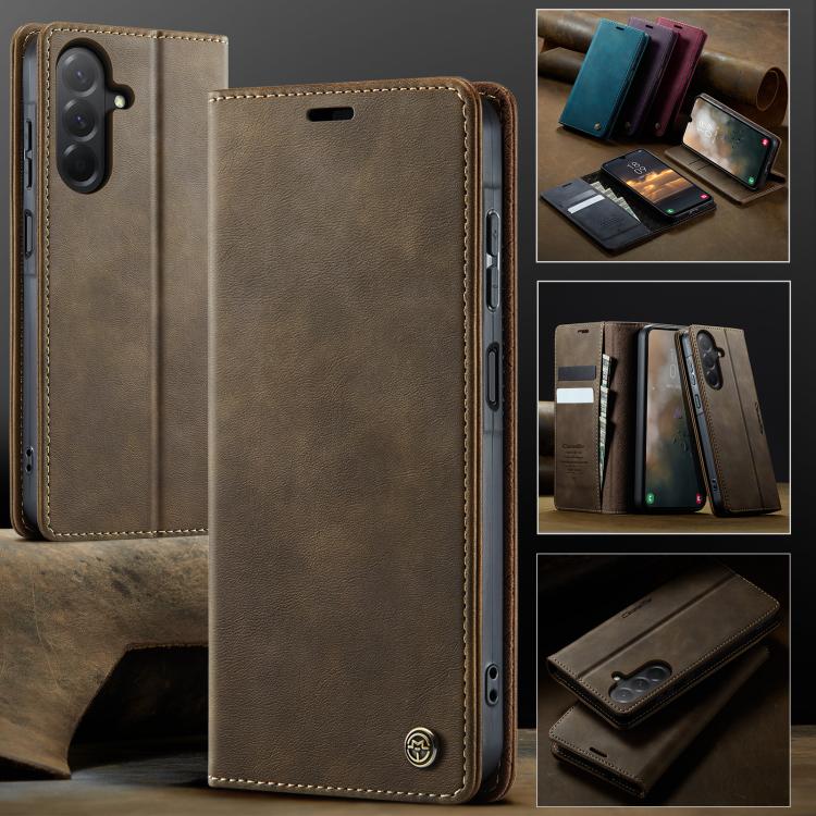 For Samsung Galaxy A17 CaseMe 033 Calf Leather Lining Microfibre RFID Blocking Phone Case
