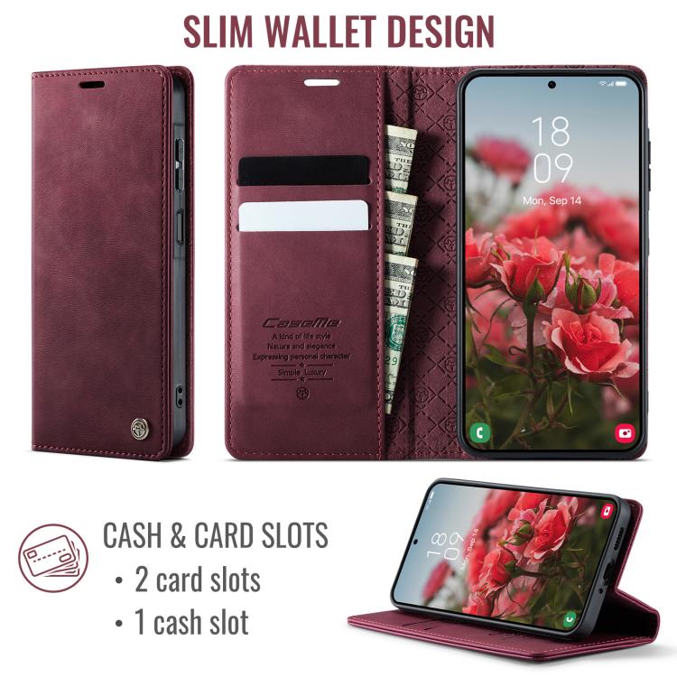 For Samsung Galaxy A17 CaseMe 033 Calf Leather Lining Microfibre RFID Blocking Phone Case