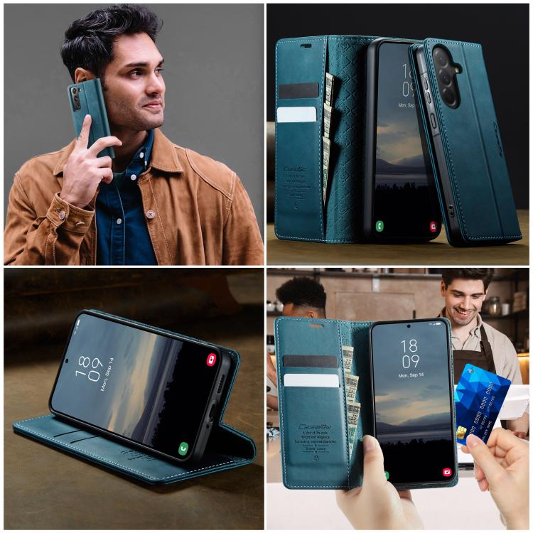 For Samsung Galaxy A17 CaseMe 033 Calf Leather Lining Microfibre RFID Blocking Phone Case