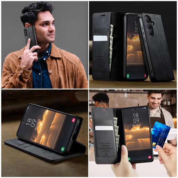 For Galaxy S26 5G CaseMe 033 Calf Leather Lining Microfibre RFID Blocking Phone Case