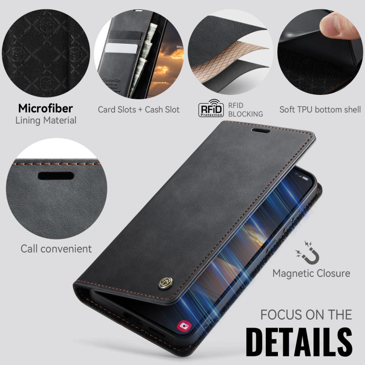 For Galaxy S26 5G CaseMe 033 Calf Leather Lining Microfibre RFID Blocking Phone Case