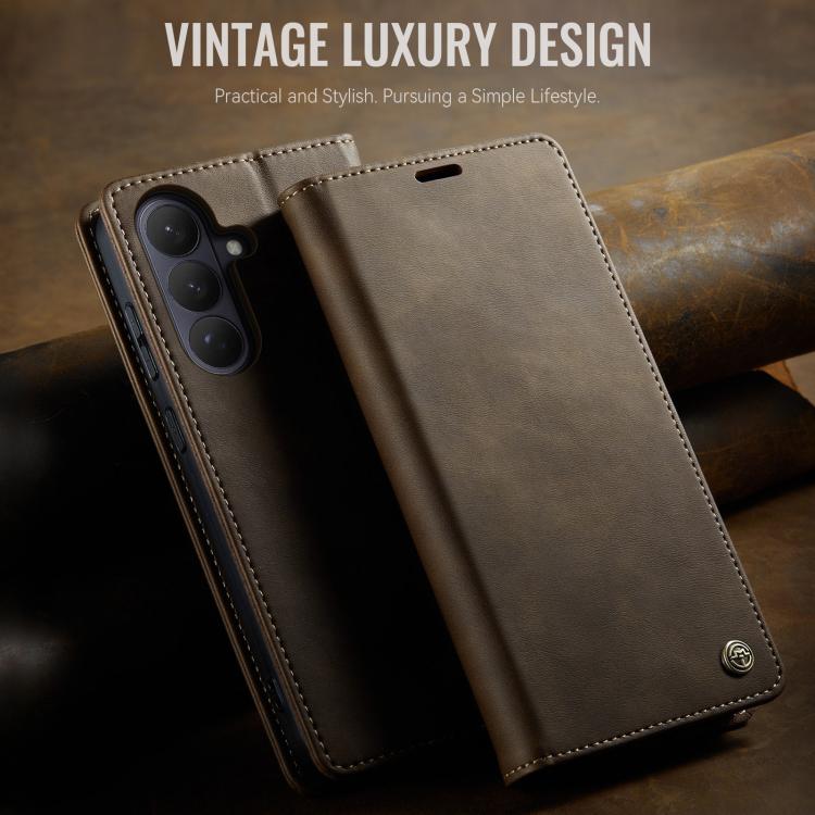 For Galaxy S26 5G CaseMe 033 Calf Leather Lining Microfibre RFID Blocking Phone Case