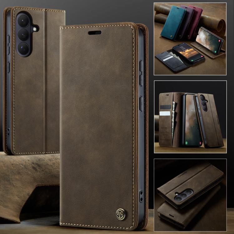 For Galaxy S26 5G CaseMe 033 Calf Leather Lining Microfibre RFID Blocking Phone Case
