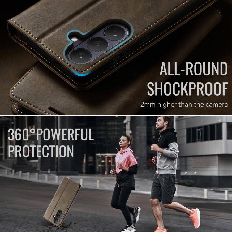 For Galaxy S26 5G CaseMe 033 Calf Leather Lining Microfibre RFID Blocking Phone Case
