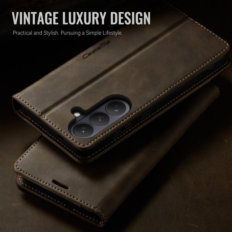 For Galaxy S26 5G CaseMe 033 Calf Leather Lining Microfibre RFID Blocking Phone Case