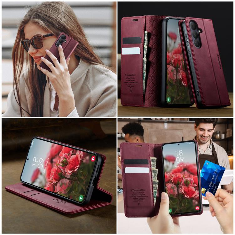 For Galaxy S26 5G CaseMe 033 Calf Leather Lining Microfibre RFID Blocking Phone Case