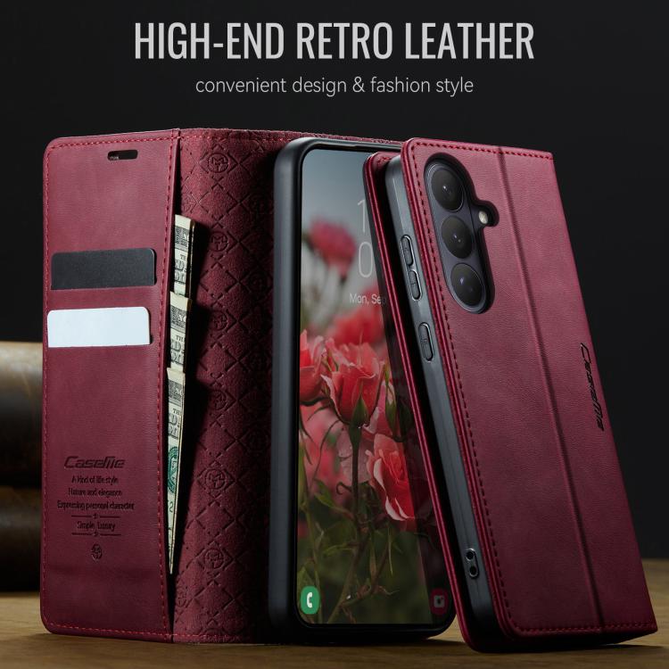 For Galaxy S26 5G CaseMe 033 Calf Leather Lining Microfibre RFID Blocking Phone Case
