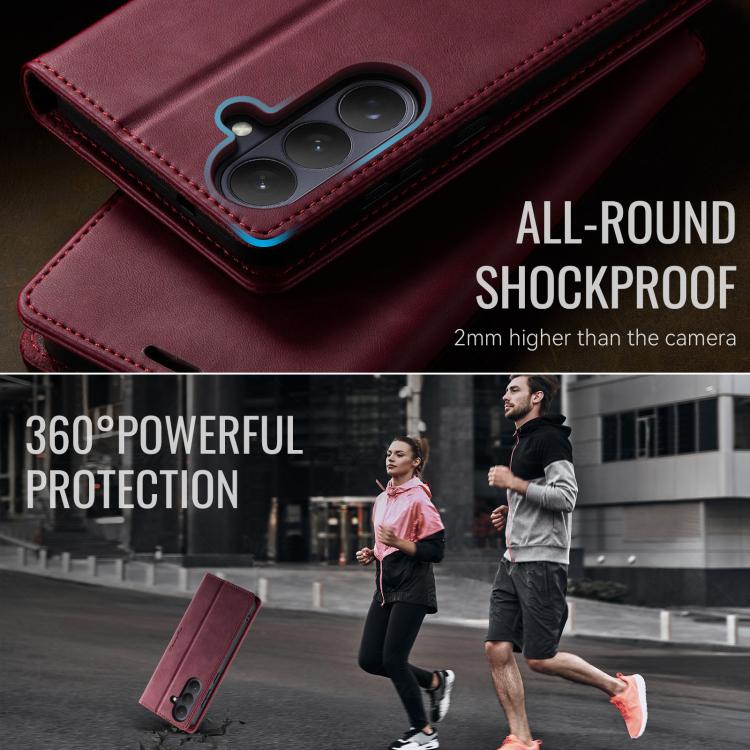 For Galaxy S26 5G CaseMe 033 Calf Leather Lining Microfibre RFID Blocking Phone Case