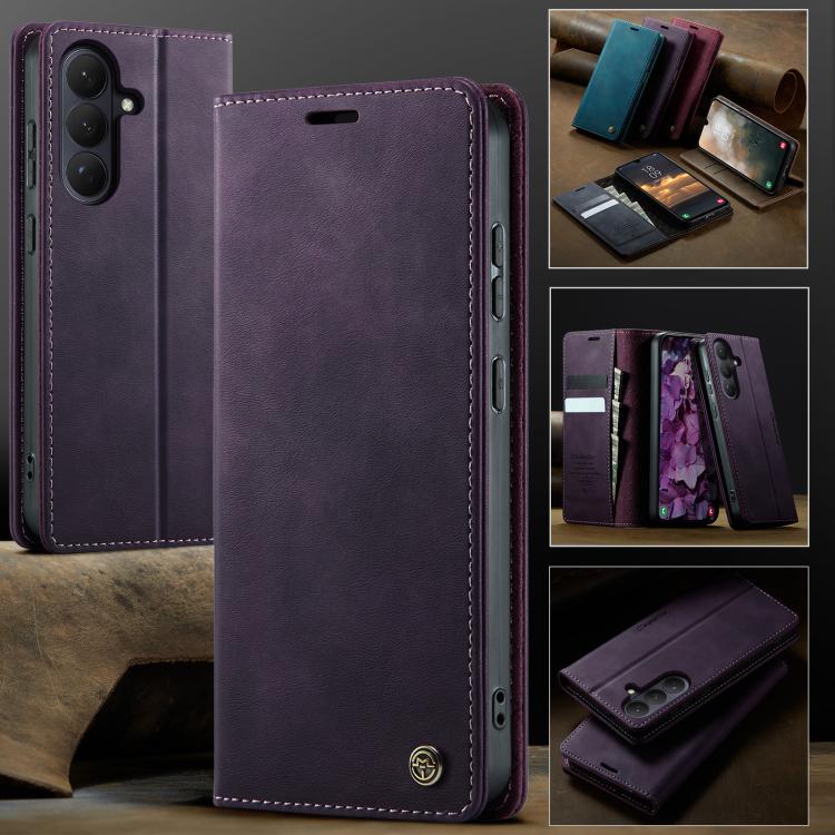 For Galaxy S26 5G CaseMe 033 Calf Leather Lining Microfibre RFID Blocking Phone Case