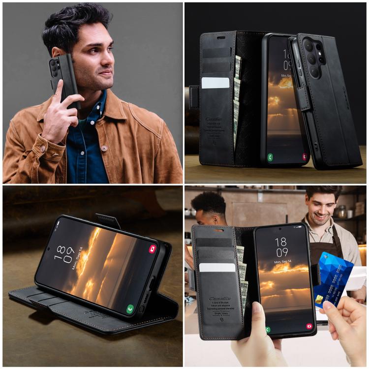 For Galaxy S26 Ultra 5G CaseMe 033 Calf Leather Lining Microfibre RFID Blocking Phone Case