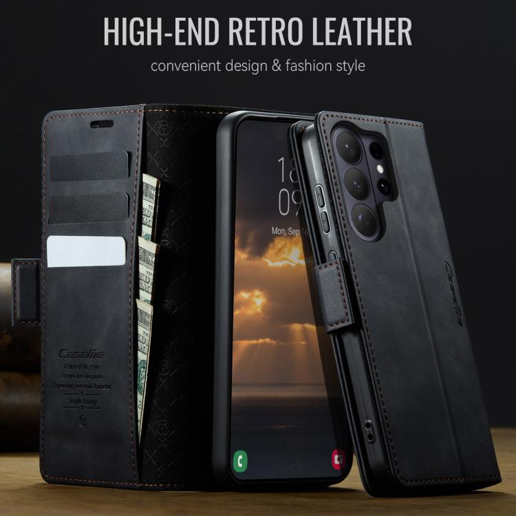 For Galaxy S26 Ultra 5G CaseMe 033 Calf Leather Lining Microfibre RFID Blocking Phone Case