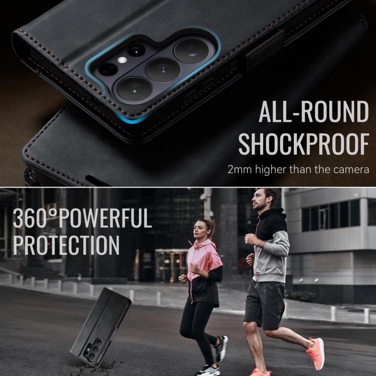For Galaxy S26 Ultra 5G CaseMe 033 Calf Leather Lining Microfibre RFID Blocking Phone Case