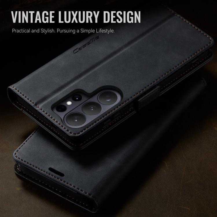 For Galaxy S26 Ultra 5G CaseMe 033 Calf Leather Lining Microfibre RFID Blocking Phone Case