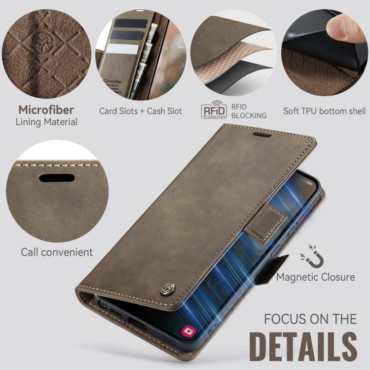 For Galaxy S26 Ultra 5G CaseMe 033 Calf Leather Lining Microfibre RFID Blocking Phone Case