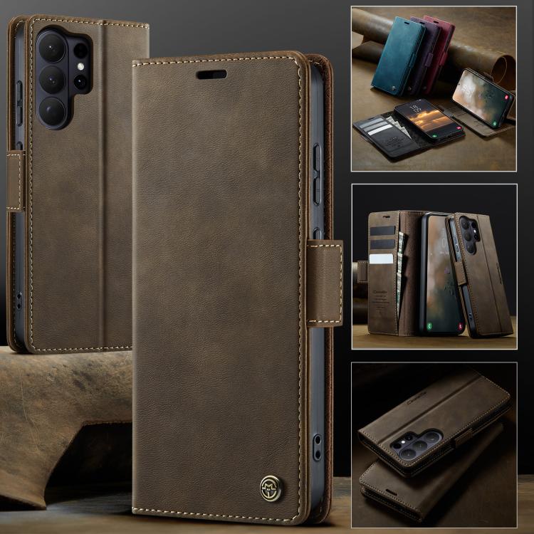 For Galaxy S26 Ultra 5G CaseMe 033 Calf Leather Lining Microfibre RFID Blocking Phone Case