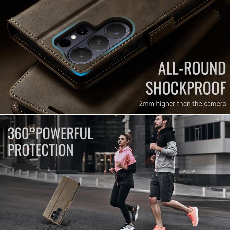 For Galaxy S26 Ultra 5G CaseMe 033 Calf Leather Lining Microfibre RFID Blocking Phone Case