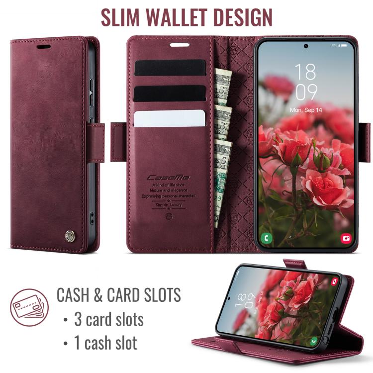 For Galaxy S26 Ultra 5G CaseMe 033 Calf Leather Lining Microfibre RFID Blocking Phone Case
