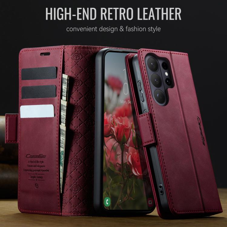 For Galaxy S26 Ultra 5G CaseMe 033 Calf Leather Lining Microfibre RFID Blocking Phone Case