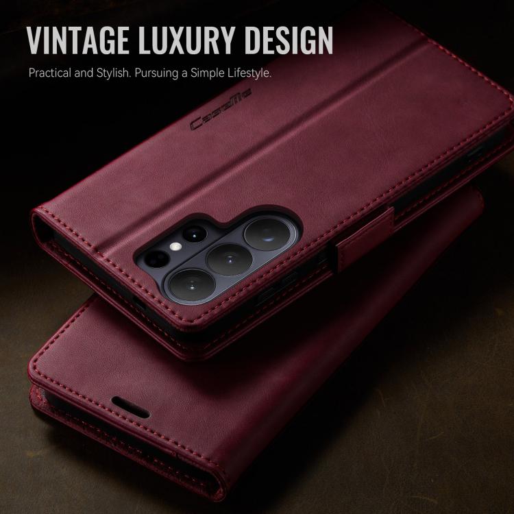 For Galaxy S26 Ultra 5G CaseMe 033 Calf Leather Lining Microfibre RFID Blocking Phone Case