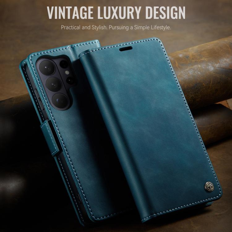 For Galaxy S26 Ultra 5G CaseMe 033 Calf Leather Lining Microfibre RFID Blocking Phone Case