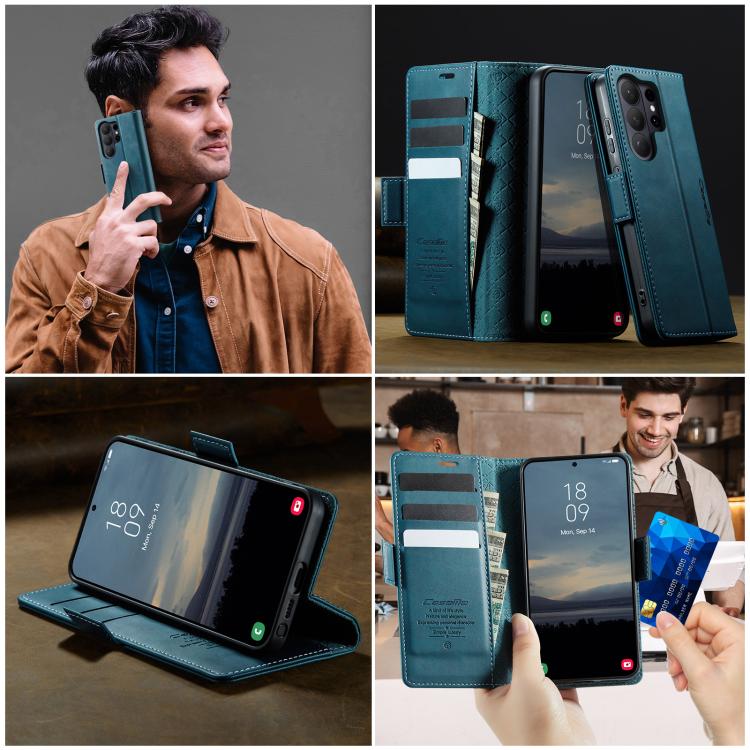For Galaxy S26 Ultra 5G CaseMe 033 Calf Leather Lining Microfibre RFID Blocking Phone Case