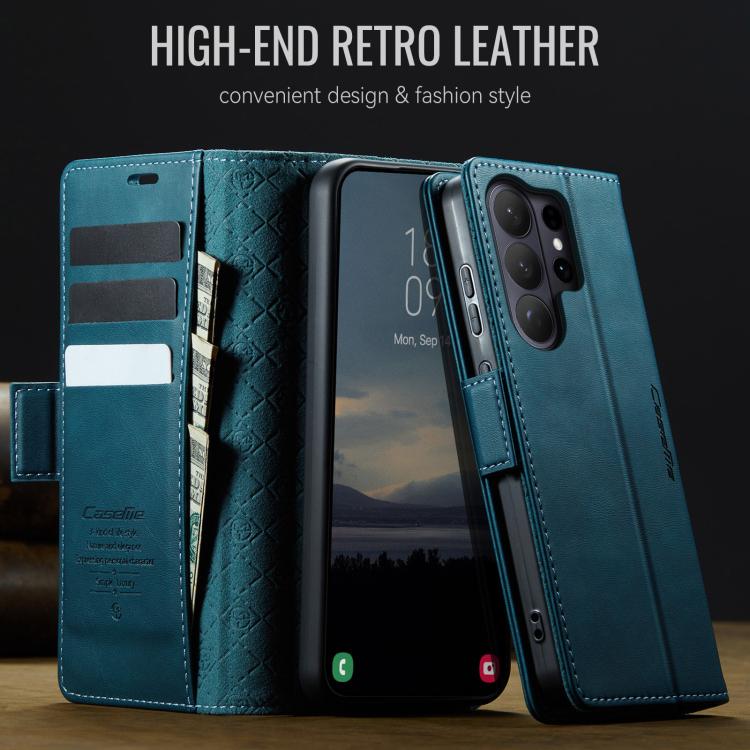 For Galaxy S26 Ultra 5G CaseMe 033 Calf Leather Lining Microfibre RFID Blocking Phone Case