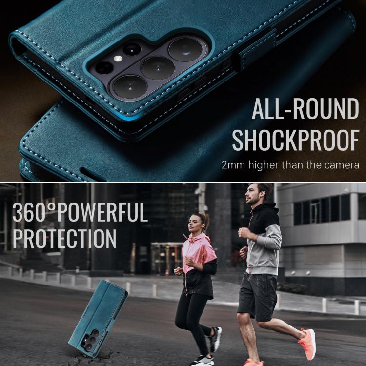 For Galaxy S26 Ultra 5G CaseMe 033 Calf Leather Lining Microfibre RFID Blocking Phone Case