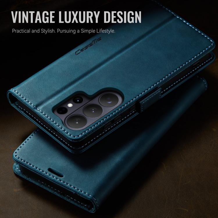 For Galaxy S26 Ultra 5G CaseMe 033 Calf Leather Lining Microfibre RFID Blocking Phone Case