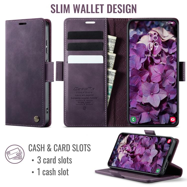 For Galaxy S26 Ultra 5G CaseMe 033 Calf Leather Lining Microfibre RFID Blocking Phone Case