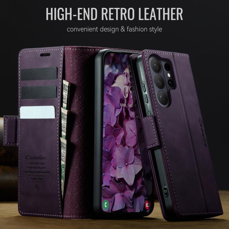 For Galaxy S26 Ultra 5G CaseMe 033 Calf Leather Lining Microfibre RFID Blocking Phone Case