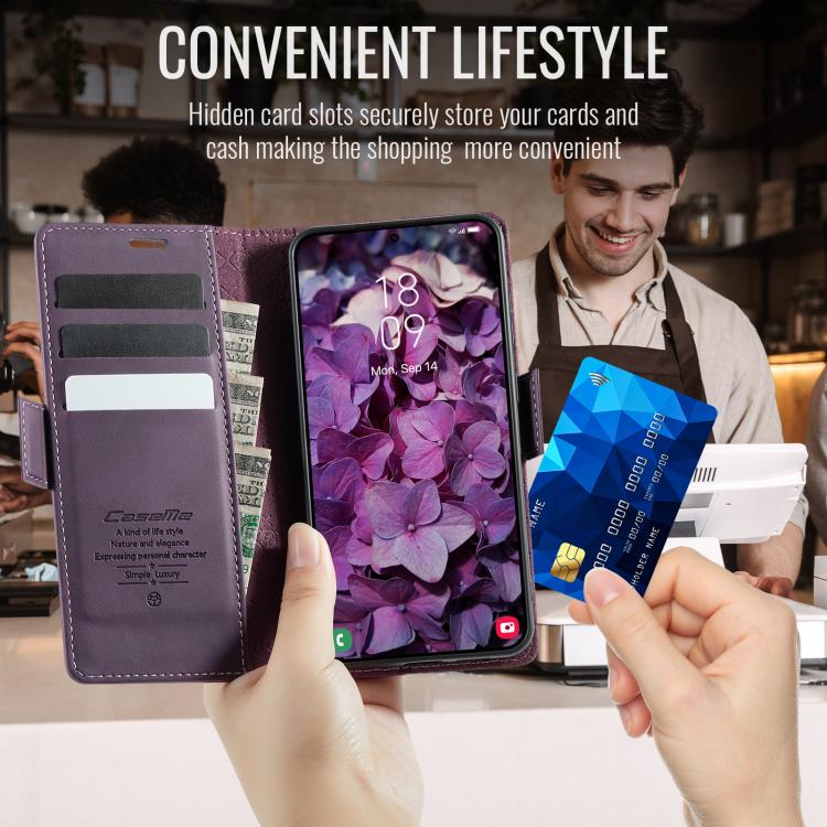 For Galaxy S26 Ultra 5G CaseMe 033 Calf Leather Lining Microfibre RFID Blocking Phone Case