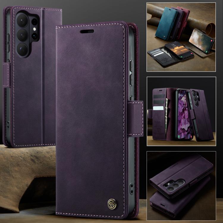 For Galaxy S26 Ultra 5G CaseMe 033 Calf Leather Lining Microfibre RFID Blocking Phone Case