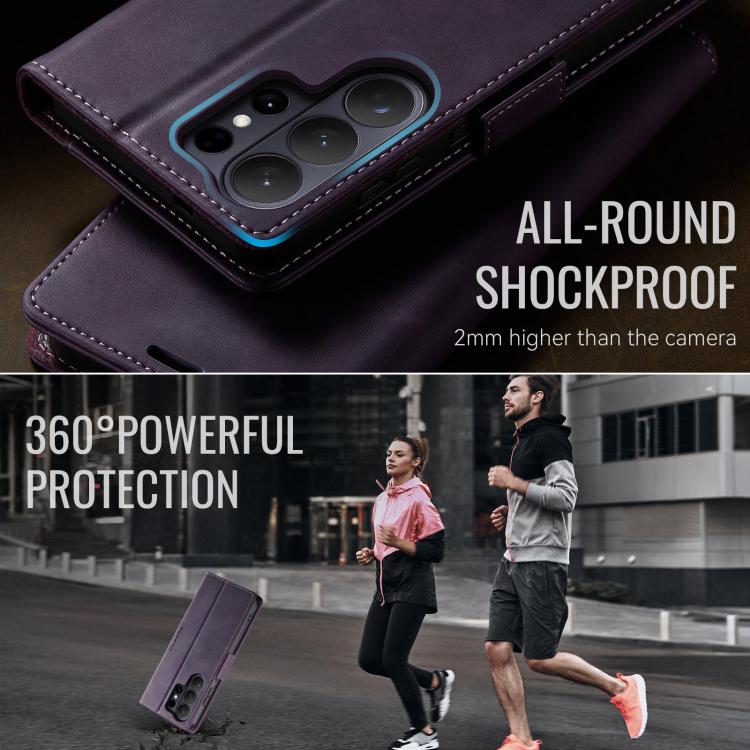 For Galaxy S26 Ultra 5G CaseMe 033 Calf Leather Lining Microfibre RFID Blocking Phone Case