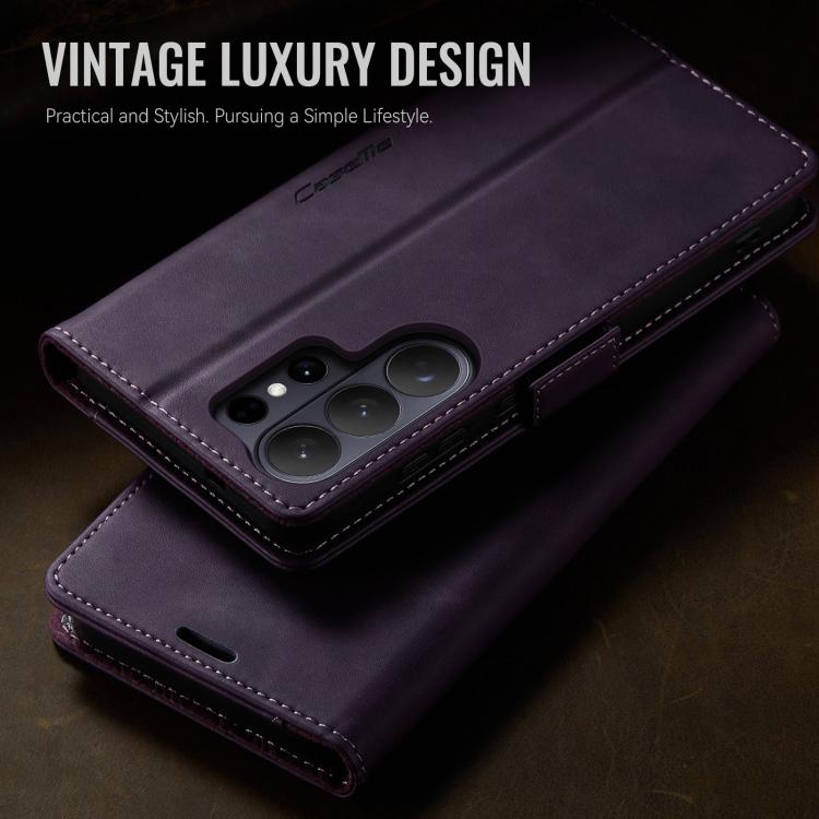 For Galaxy S26 Ultra 5G CaseMe 033 Calf Leather Lining Microfibre RFID Blocking Phone Case