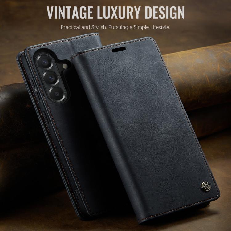 For Galaxy A57 5G CaseMe 033 Calf Leather Lining Microfibre RFID Blocking Phone Case