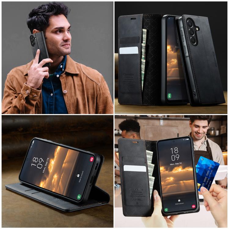 For Galaxy A57 5G CaseMe 033 Calf Leather Lining Microfibre RFID Blocking Phone Case