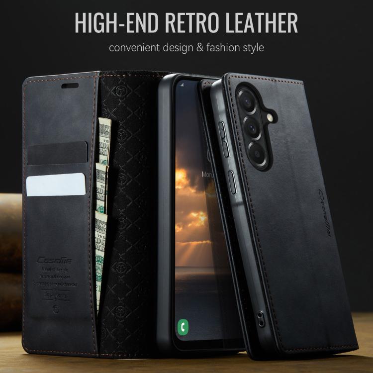 For Galaxy A57 5G CaseMe 033 Calf Leather Lining Microfibre RFID Blocking Phone Case