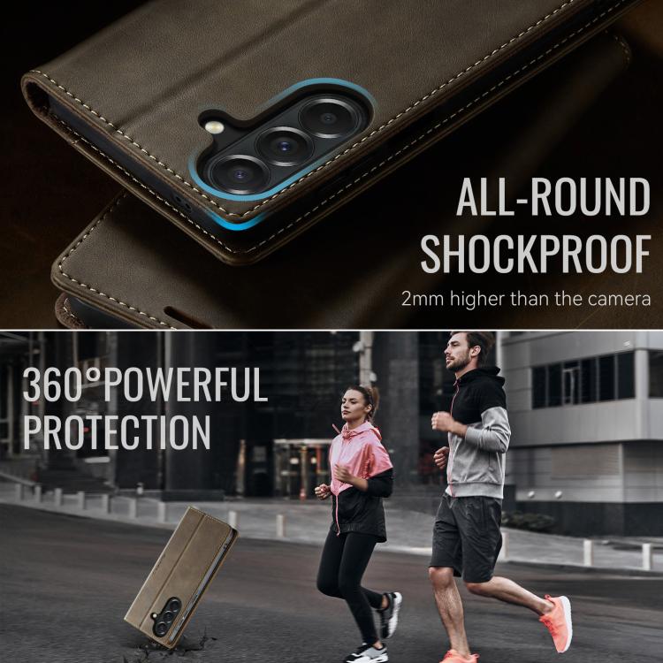 For Galaxy A57 5G CaseMe 033 Calf Leather Lining Microfibre RFID Blocking Phone Case