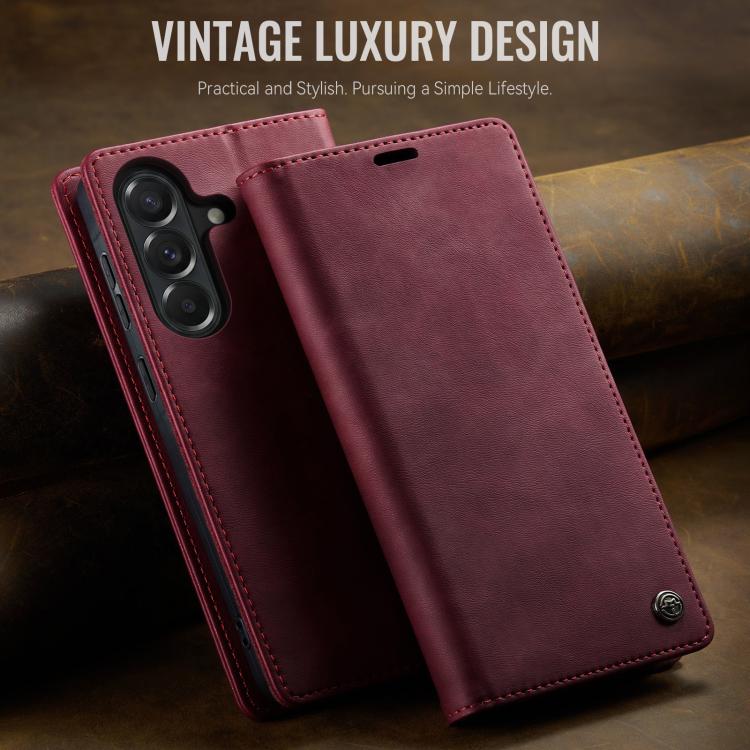 For Galaxy A57 5G CaseMe 033 Calf Leather Lining Microfibre RFID Blocking Phone Case