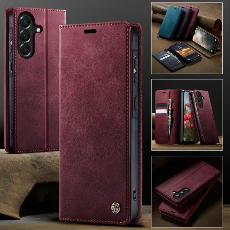 For Galaxy A57 5G CaseMe 033 Calf Leather Lining Microfibre RFID Blocking Phone Case