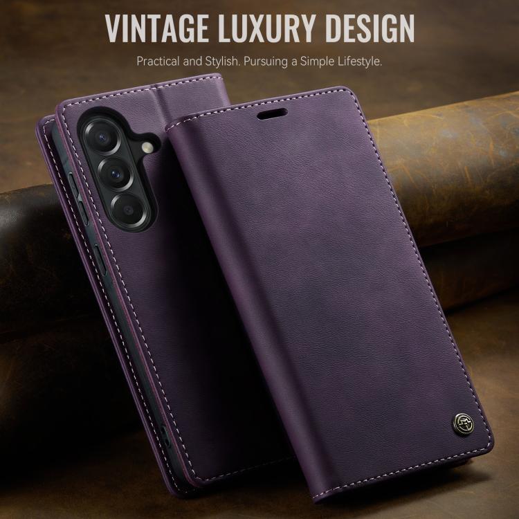 For Galaxy A57 5G CaseMe 033 Calf Leather Lining Microfibre RFID Blocking Phone Case