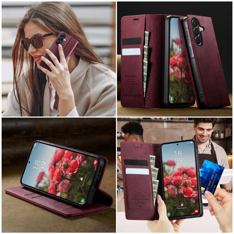 For Galaxy A37 5G CaseMe 033 Calf Leather Lining Microfibre RFID Blocking Phone Case