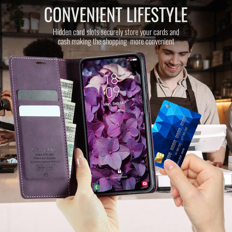For Galaxy A37 5G CaseMe 033 Calf Leather Lining Microfibre RFID Blocking Phone Case