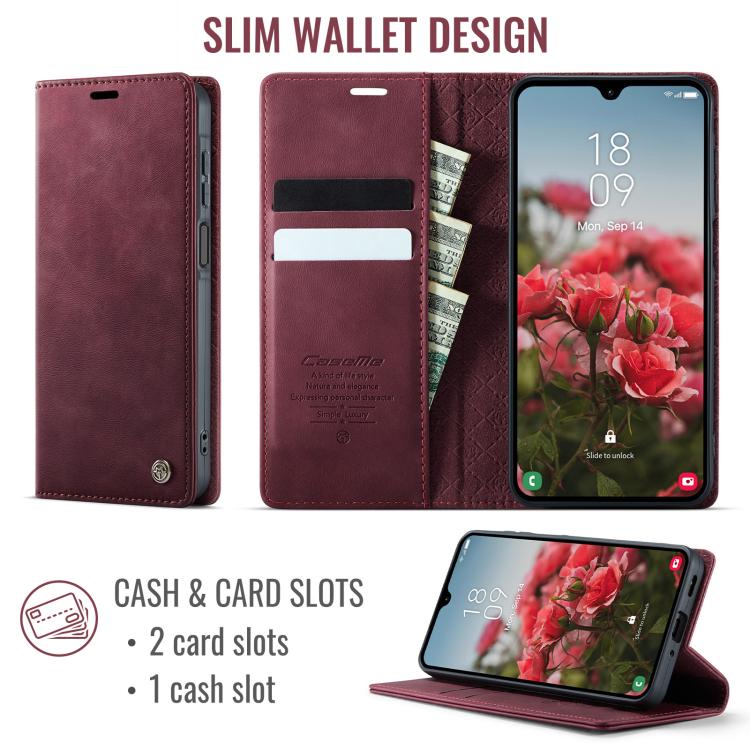 For Galaxy A27 5G CaseMe 033 Calf Leather Lining Microfibre RFID Blocking Phone Case