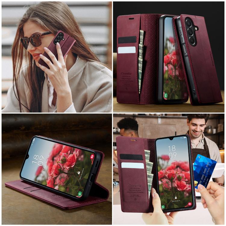 For Galaxy A27 5G CaseMe 033 Calf Leather Lining Microfibre RFID Blocking Phone Case