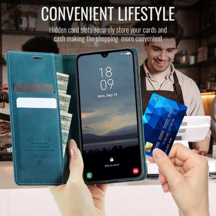 For Galaxy A27 5G CaseMe 033 Calf Leather Lining Microfibre RFID Blocking Phone Case