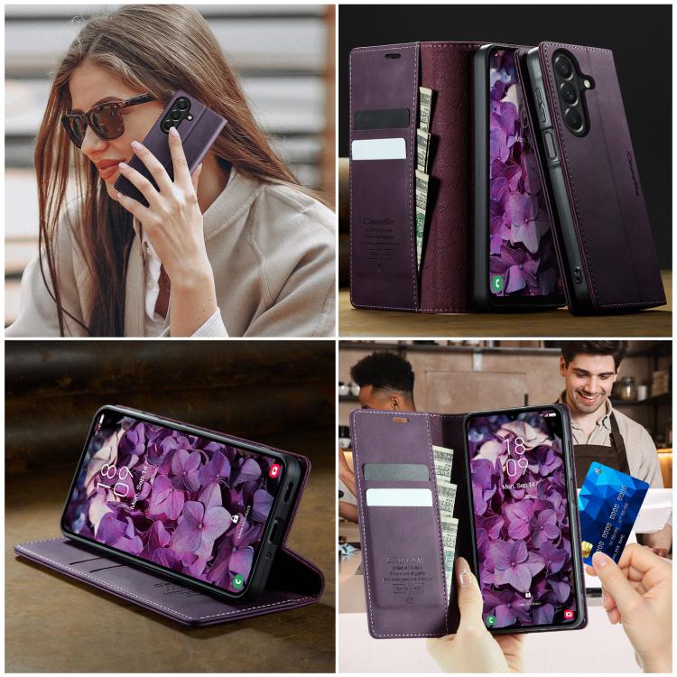 For Galaxy A27 5G CaseMe 033 Calf Leather Lining Microfibre RFID Blocking Phone Case