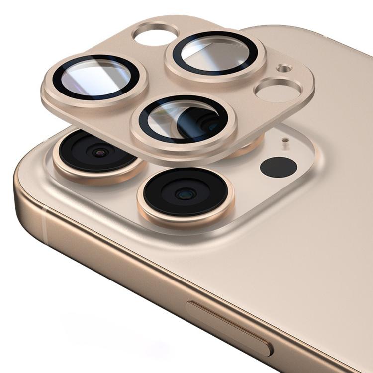 For iPhone 16 Pro Kalebol Armor Full-Coverage Metal Lens Ring Protector Film - Desert